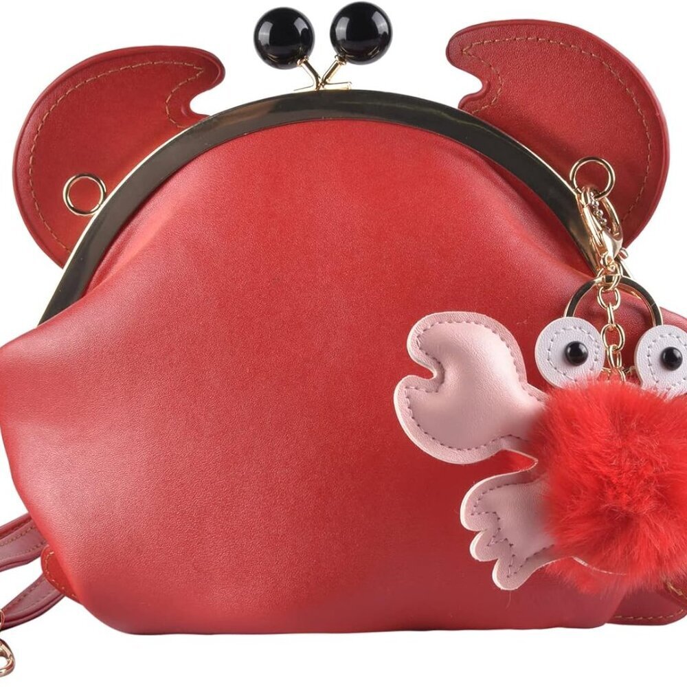 Crab Handbag Crayfish Shells Crossbody Bag Novelty Animal Shaped Purse Detachabl